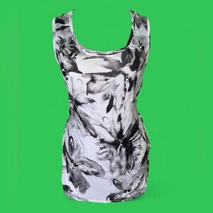 Simply Vera Vera Wang Blank & White Floral Print Tank Top